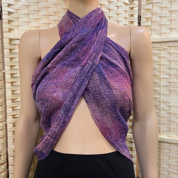 Narda's Purple, Shimmer, Knitted Shawl, Wrap, Scarf. etc - Picture 3 of 8